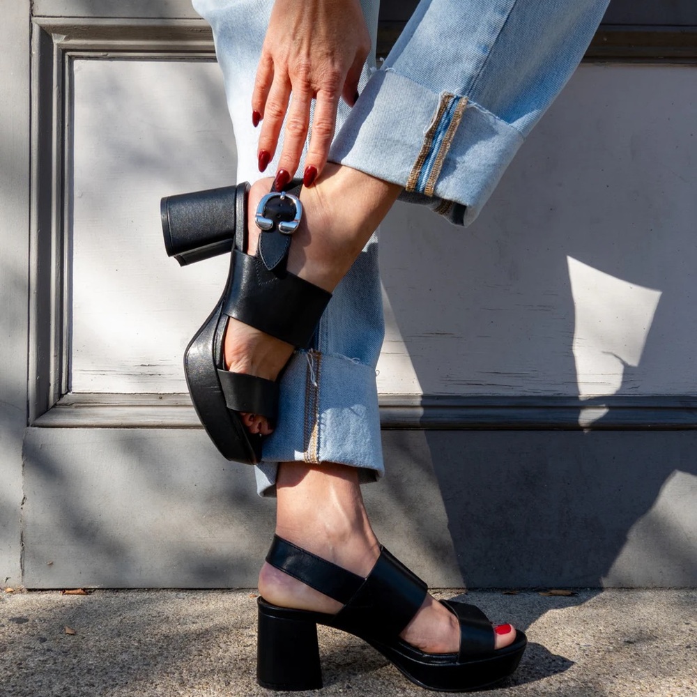 Camera Black Women's Sandals EUC